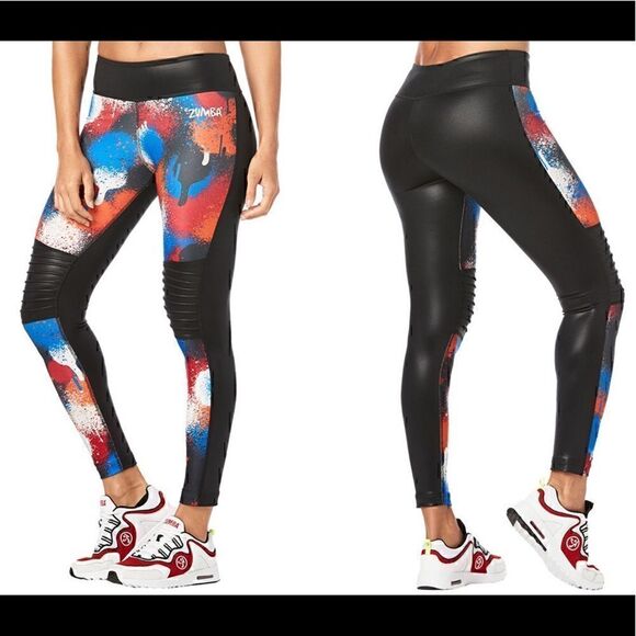 ZUMBA High Compression Moto Look Leggings nwt - Picture 1 of 2